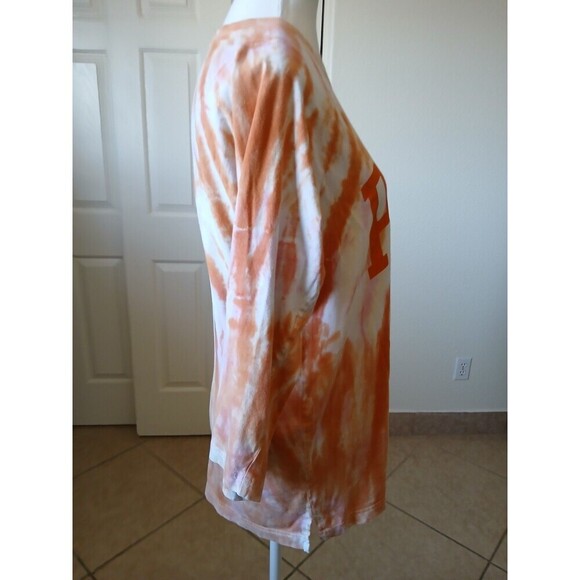 Victoria Secret "PINK" orange tie-dye t shirt 3/4 Sleeve Round Neck Medium Y2K - Picture 2 of 15
